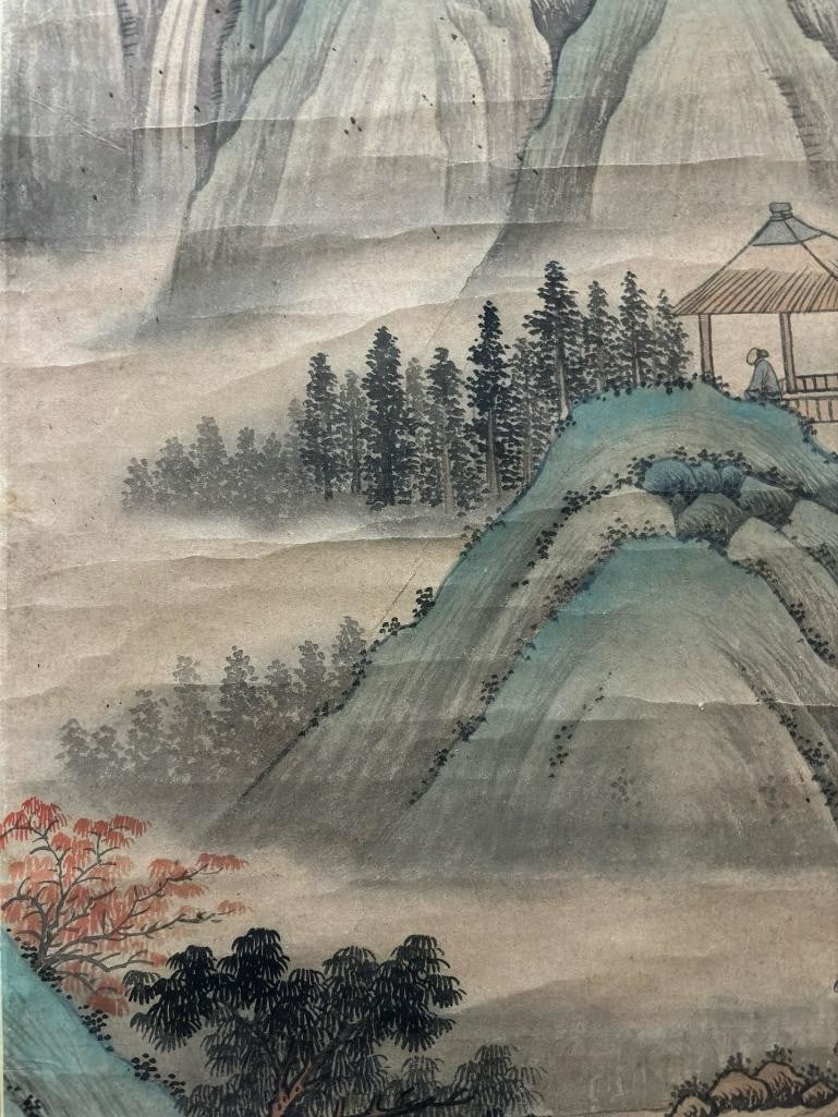 Wu Caiding Inspired Hand-Painted Landscape Scroll - 4