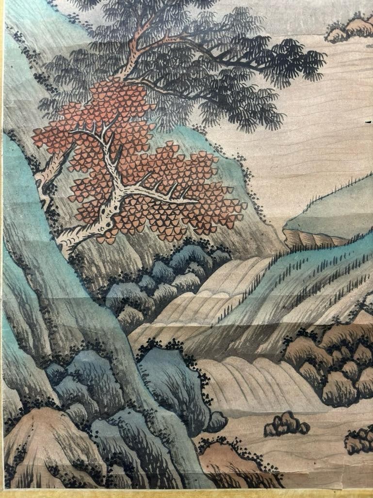 Wu Caiding Inspired Hand-Painted Landscape Scroll - 6