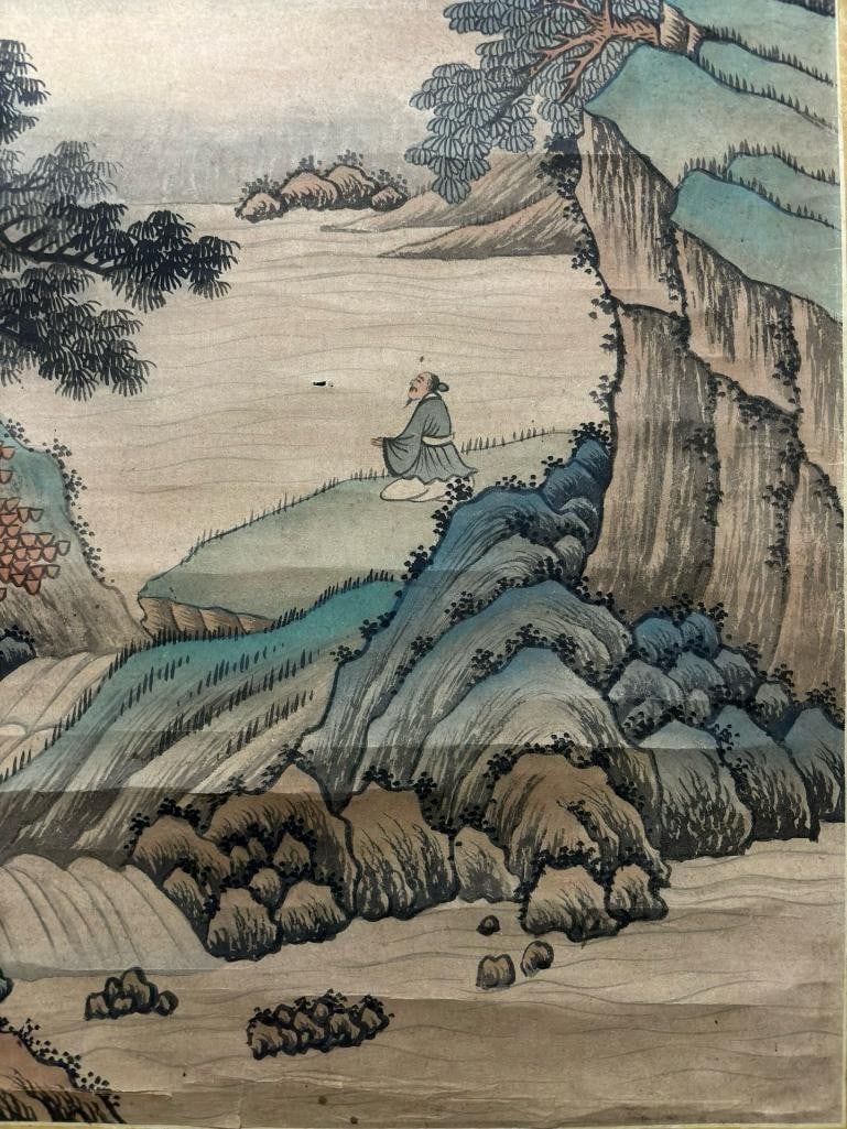 Wu Caiding Inspired Hand-Painted Landscape Scroll - 7