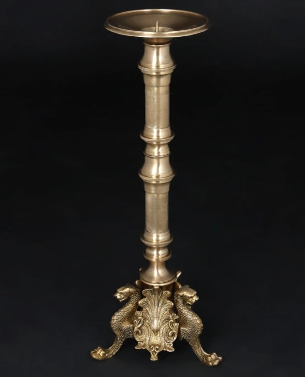 Brass Candle Stand with Griffin Design - 19'' (1 of 3)