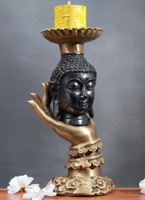 10'' Brass Buddha Candle Stand (1 of 6)