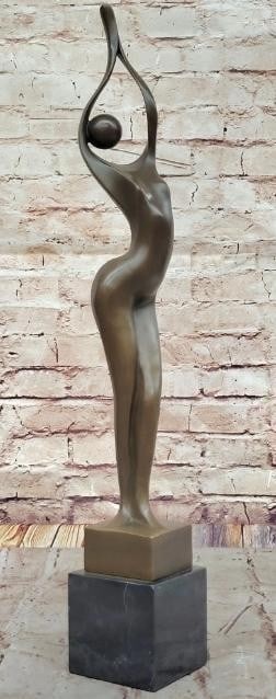 Ascension: Abstract Human Figure in Bronze: Ascension: Abstract Human Figure in Bronze This striking modern art sculpture features an abstract human form with arms raised skyward, evoking themes of triumph, surrender, or spiritual elevation. Ca