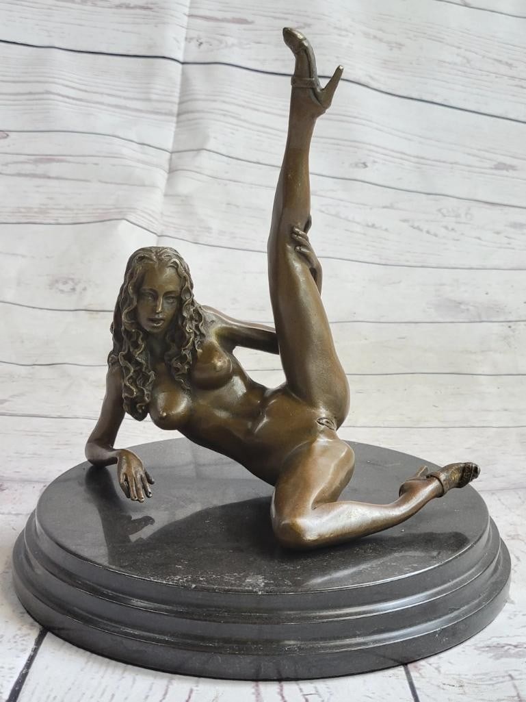 Seductive Desire Erotic Nude Bronze Sculpture by Mavchi -10'' x 8'': Seductive Desire Erotic Nude Bronze Sculpture by Mavchi -10" x 8" Indulge in the allure of this captivating bronze sculpture depicting a seductive nude figure immersed in intense desire. With an