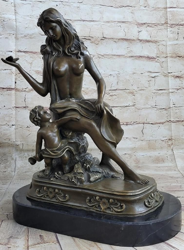 'Eternal Bond'' Mother and Child Original Bronze Sculpture by Jean Gautherin - 19'' x 7.5'': " Eternal Bond" Mother and Child Original Bronze Sculpture by Jean Gautherin - 19" x 7.5" Experience the eternal bond between a mother and child with this exquisite bronze sculpture, " 