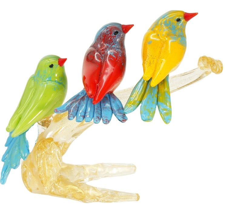 Wonderful Sparrows on a Branch - 24kt Gold - Handcrafted Murano Glass (1 of 4)