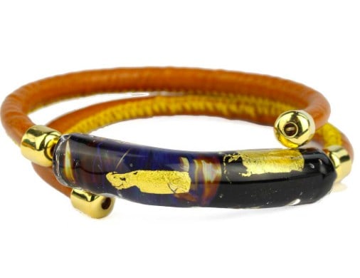 Costanza Bracelet - Chalcedony Murano Glass: Costanza Bracelet - Chalcedony Murano Glass This bracelet is crafted using the lampworking technique, with each bead individually shaped. The molten glass beads are adorned with vibrant colors and gen