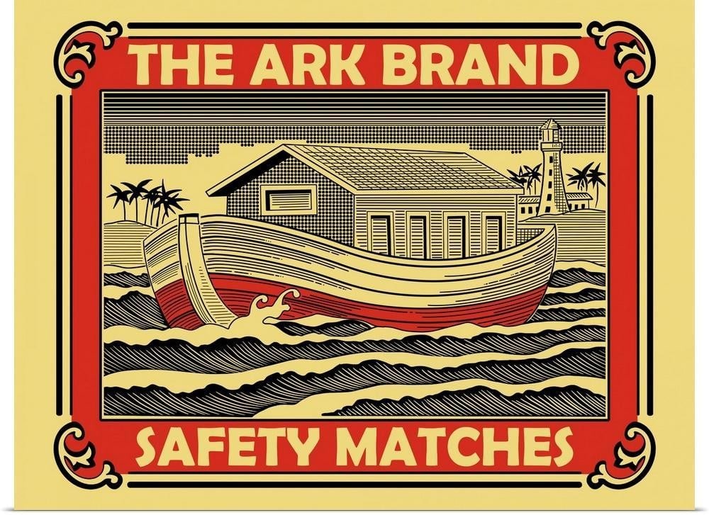 The Ark Brand Vintage Poster Print: The Ark Brand Vintage Poster Print " The Ark Brand" is a bold poster print by Mark Rogan that combines minimalist composition with striking visual detail. This poster print captures Rogan's sign