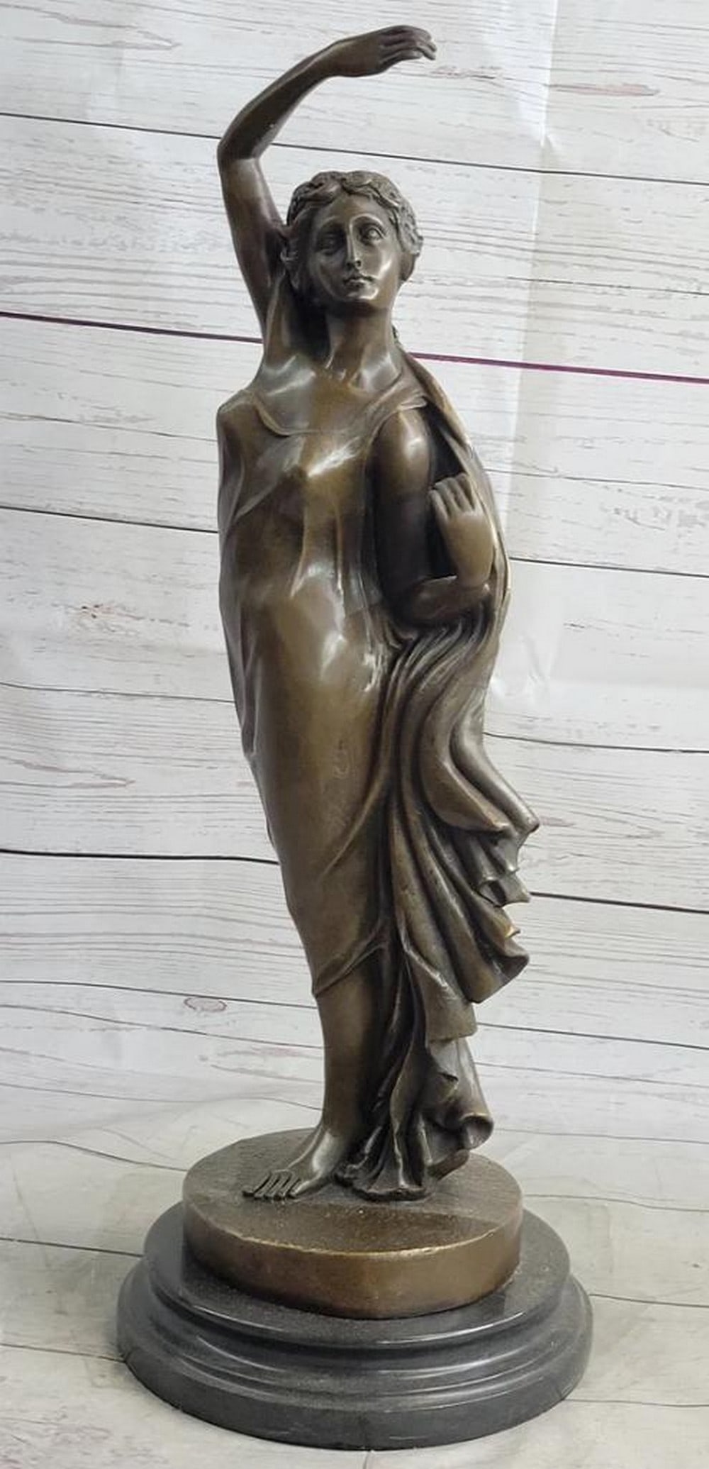 Hand Made Large Sexy Maiden Bronze Sculpture Inspired by Canova on Marble Base - 20" x 8": Hand Made Large Sexy Maiden Bronze Sculpture Inspired by Canova on Marble Base - 20" x 8" Immerse yourself in the world of exquisite craftsmanship and timeless elegance with this magnificent h