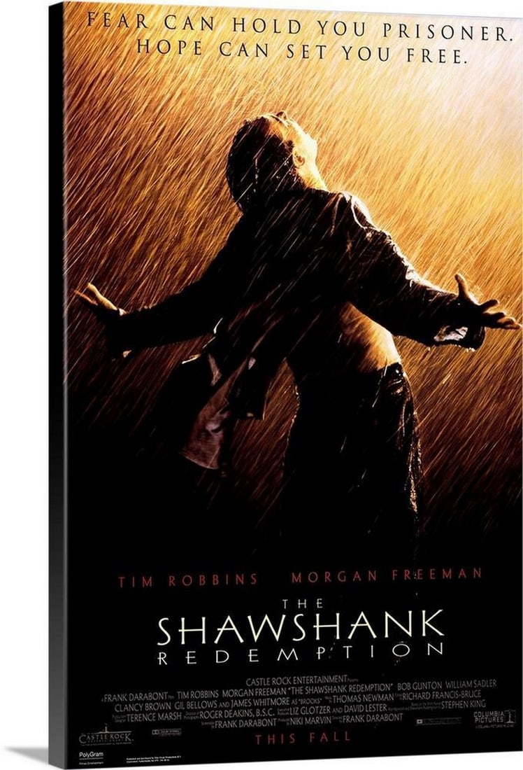 The Shawshank Redemption Canvas Reproduction: The Shawshank Redemption Canvas Reproduction Bank veep Andy (Robbins) is convicted of the murder of his wife and her lover and sentenced to the toughest prison in the Northeast. While there he forms a