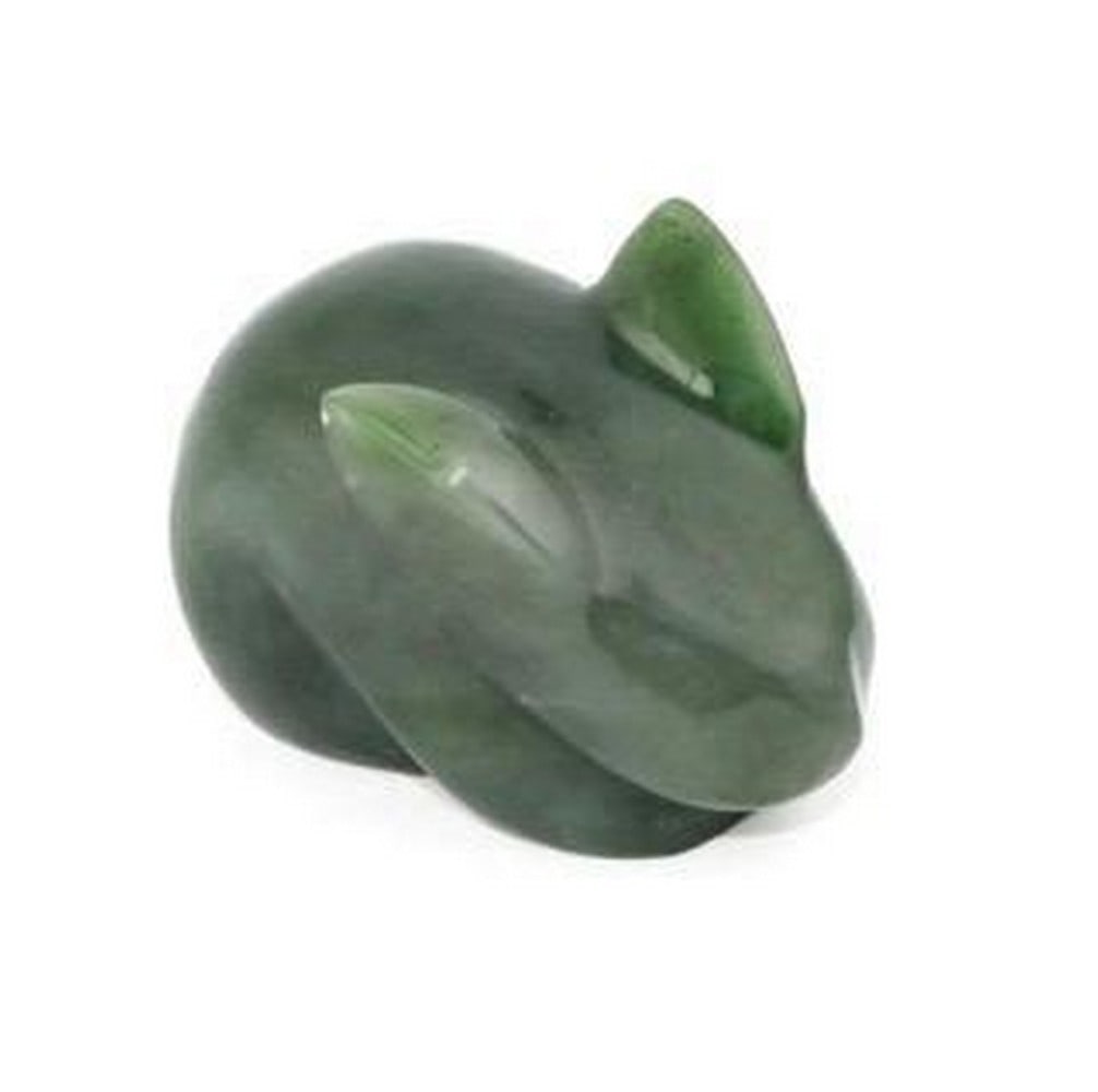 Canadian Nephrite Jade Crouching Rabbit Carving: Canadian Nephrite Jade Crouching Rabbit Carving Jade is a highly valued stone that symbolizes gentleness, serenity, harmony, and balance in feng shui, or the practice of bringing balance to your life 