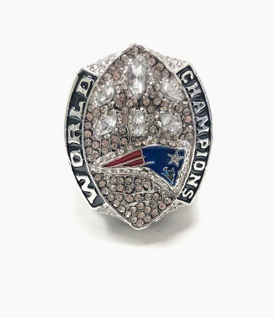 2018-19 Super Bowl LIII New England Patriots Championship Ring: The 2018-19 Super Bowl LIII New England Patriots Championship Ring. Tom Brady Designed Super Bowl 6X Champions. Extremely Well Crafted With Inset Stones and Enameled New England Patriots Logo. View