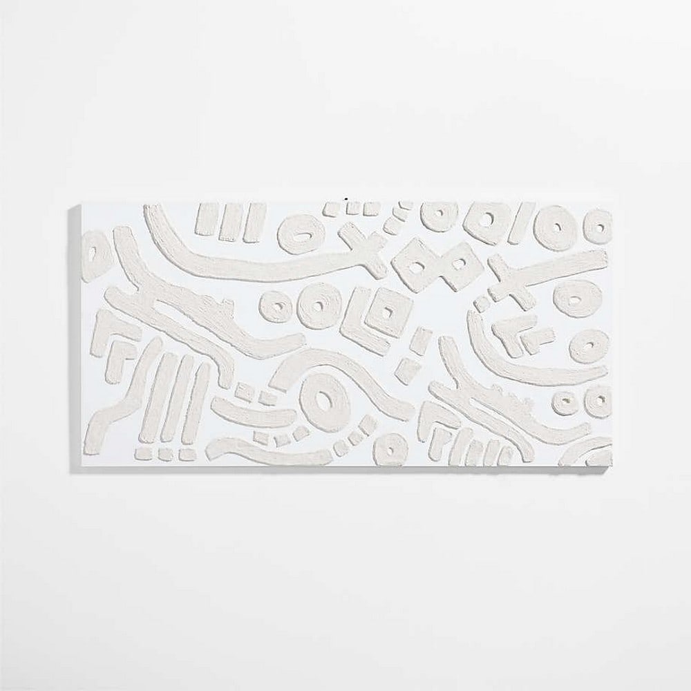 White Abstract Hand-Painted Wall Art by Lisa Whittington: Shout at the River - 36" x 72": White Abstract Hand-Painted Wall Art by Lisa Whittington: Shout at the River - 36" x 72" "Shout at the River" graces the wall with dynamic depth, featuring a gathering of dimensional w