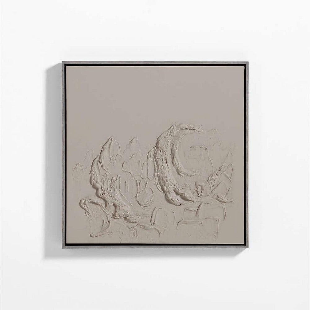 Framed Wall Art Print "Demi Luna" by Angela Allen - 24" x 24": Framed Wall Art Print "Demi Luna" by Angela Allen - 24" x 24" Organic in nature and process, Angela Allen's "Demi Luna" creates a monochromatic landscape rich in form and textu