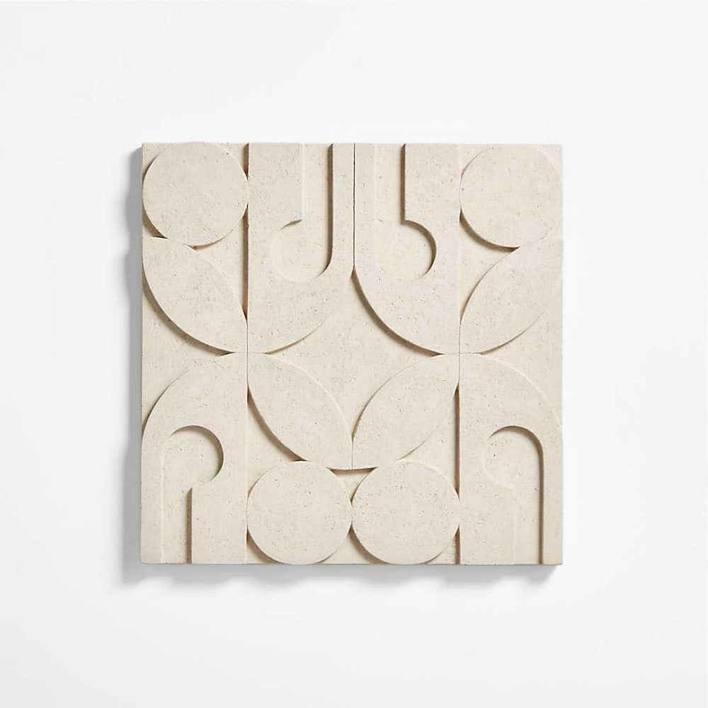 Fyre 24" Hand-Carved Wall Art Decor White Tile - 24" x 1.5 (1 of 3)