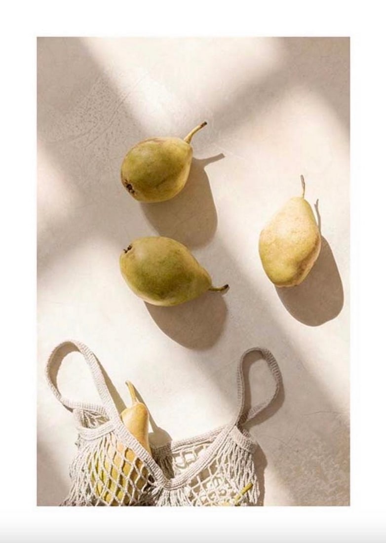 Pear Flow Poster: Pear Flow Poster Photo art depicting pears in the sunlight. The poster has a white margin around the image. Dimensions: 12" x 16" View Photos For Further Details.