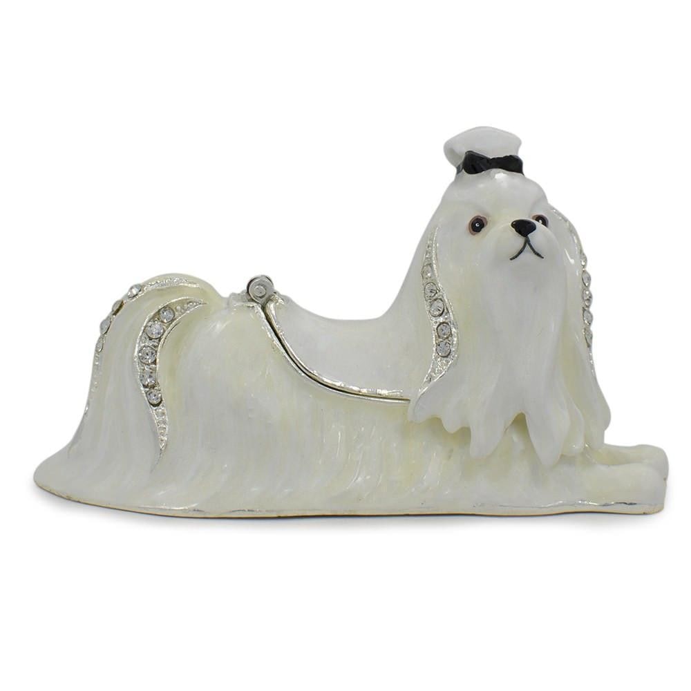 White Maltese Dog Jewelry Trinket Box Figurine: White Maltese Dog Jewelry Trinket Box Figurine. View Photos For More Details.