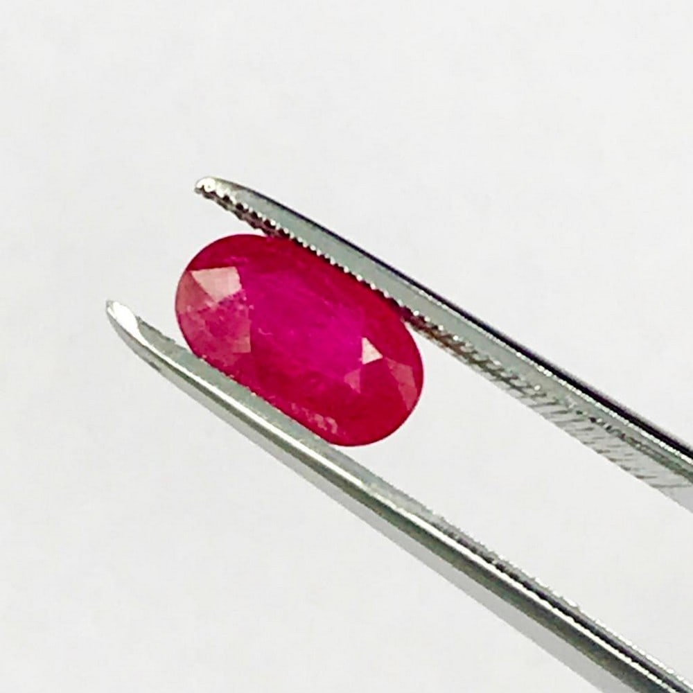 2.16ct Faceted Oval Ruby Gemstone: Faceted Oval Ruby Rubies are often associated with wealth and prosperity. Many ancient crowns were decorated with rubies, because they represented good fortune and courage. The rubys deep red color al