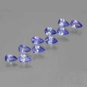 3.35ct Pear Cut Violet Blue Tanzanite Lot: 3.35ct Pear Cut Violet Blue Tanzanite Lot Lot Contains 10 Gemstones Size: 5.8mm x 3.7mm x 2.5mm Total Carat Weight: 3.35ct Individual Carat Weight: Approximately 0.33ct Clarity: VS Treatment: Heated O