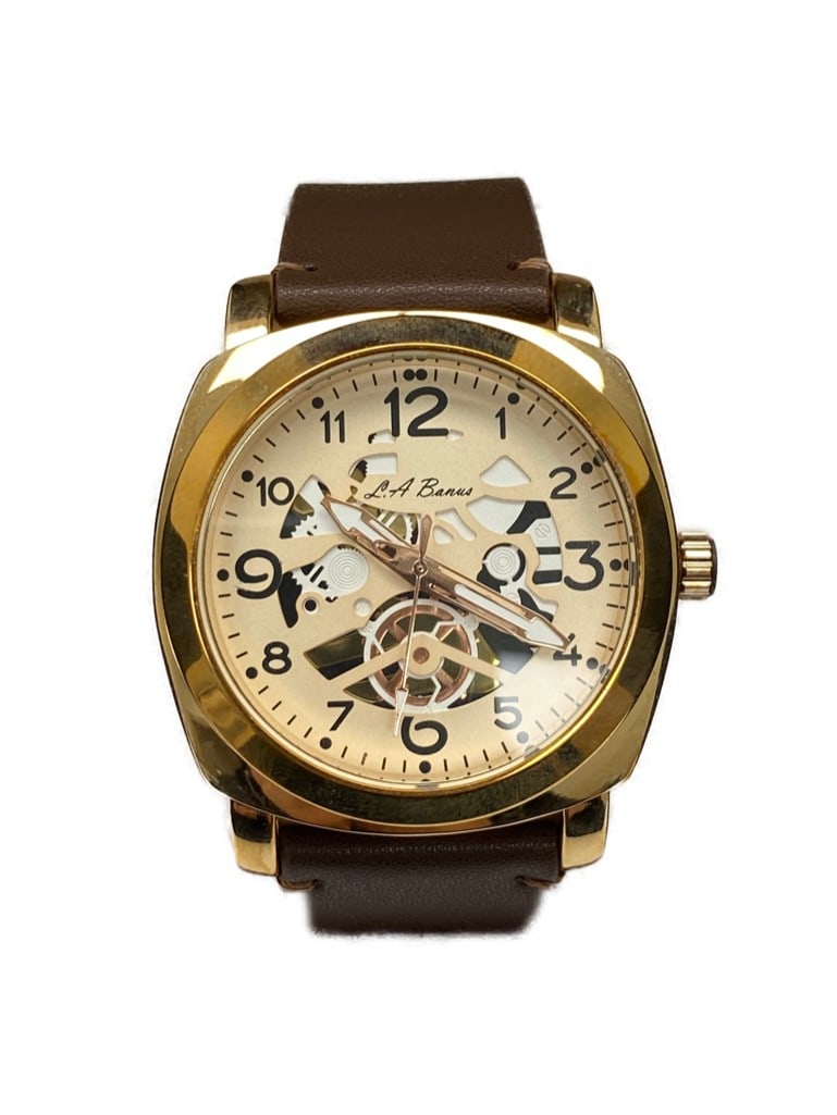 Mens L.A Banus Rose Gold Gloss Finish & Genuine Leather Band Watch: Mens L.A Banus Rose Gold Gloss Finish & Genuine Leather Band Watch. Built to last, easy to read, and looks good in any condition. This watch is stunning with its white 12-hour dial featuring a semi-sk