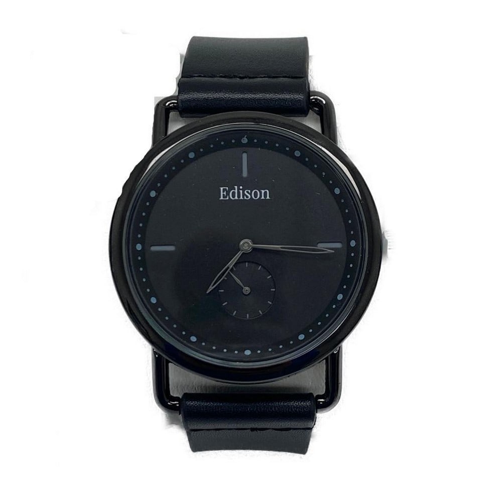 Edison Midnight Black Gloss Finish & Genuine Leather Band Watch: Edison Midnight Black Gloss Finish & Genuine Leather Band Watch. Whether youre looking for a casual style to wear on the weekends or a dress watch for the office, this piece is a must for anyone. With