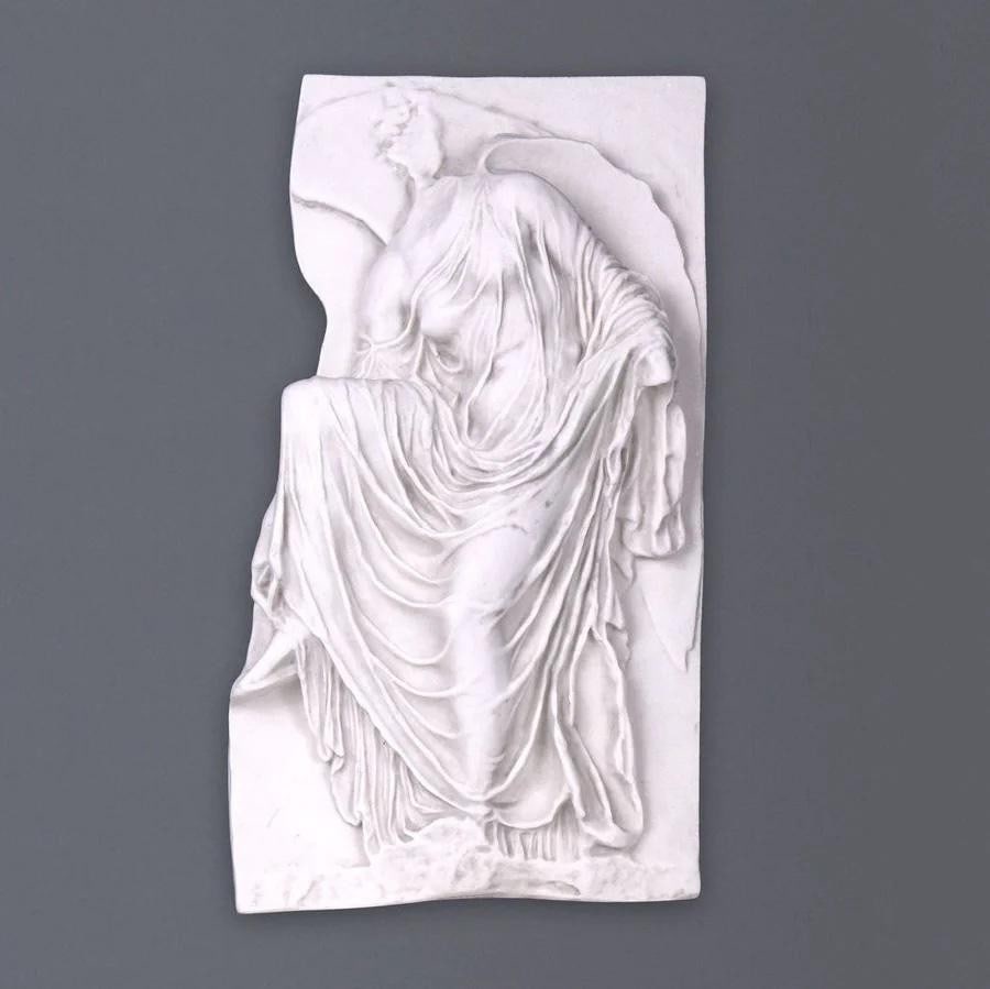 Goddess in Motion: Nike Adjusting Her Sandal Marble Bas-Relief - 14'' x 7.8'': Goddess in Motion: Nike Adjusting Her Sandal Marble Bas-Relief - 14" x 7.8" Immerse yourself in the timeless grace of our " Goddess in Motion: Nike Adjusting Her Sandal Marble Bas-Relief,"