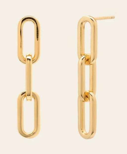 Fluid Link Drop Earrings: Fluid Link Drop Earrings Elevate your everyday with these versatile drop earrings, designed to move effortlessly with you. Crafted in 14k gold vermeil, their sleek, elongated shape allows for