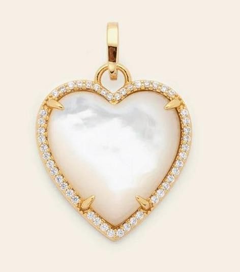 Luminous Heart Charm - Gold Vermeil/Mother of Pearl: Luminous Heart Charm - Gold Vermeil/Mother of Pearl Soft sheen with a timeless glow, the Luminous Heart Charm features mother of pearl for a naturally iridescent finish. Crafted in 14k gold vermeil
