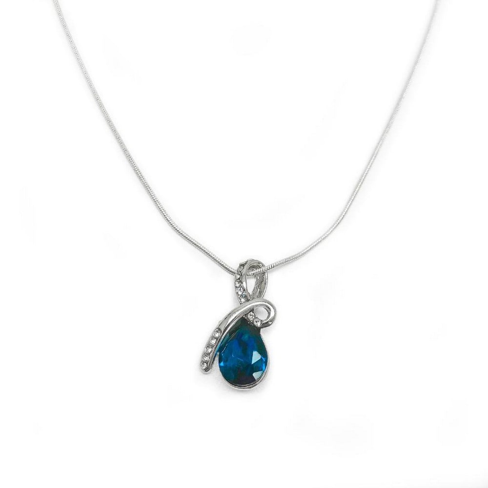 Mounted Blue Gemstone Pendant Accompanied With 925 Sterling Silver Necklace: Mounted Blue Gemstone Pendant Accompanied With 925 Sterling Silver Snake Link Necklace. View Photos For Further Details.