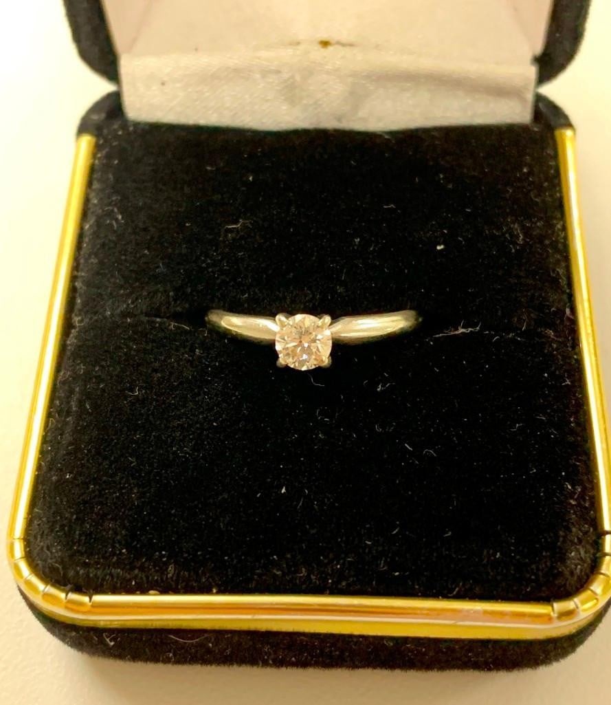 14KT White Gold Ladies Hand Assembled Custom Made Diamond Solitaire Engagement Ring (1 of 3)
