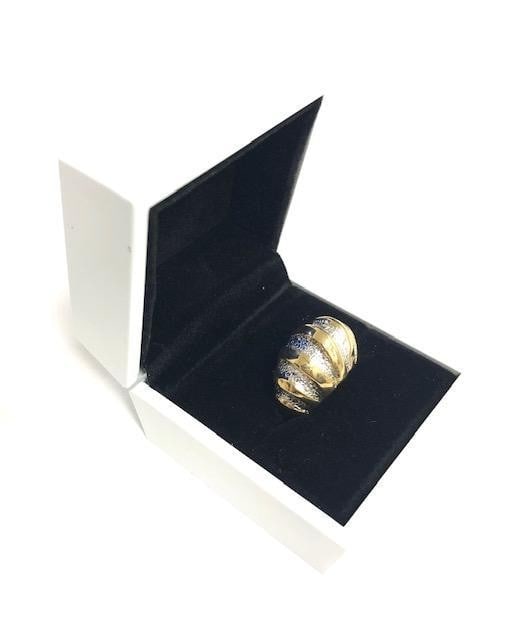 Ladies 18KT HGF Stamped Gold & Silver Toned Coil Ring: Ladies 18KT HGF Stamped Gold & Silver Toned Coil Ring. View Photos For More Details. 