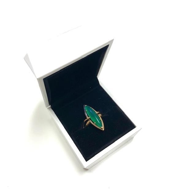 Ladies Unique 10K Gold Blu Ray Stamped 4.1ct Marquise Cut Jade Green Colored Stone Ring: Ladies Unique 10K Gold Blu Ray Stamped Jade Green Colored Stone Ring. View Photos For More Details.