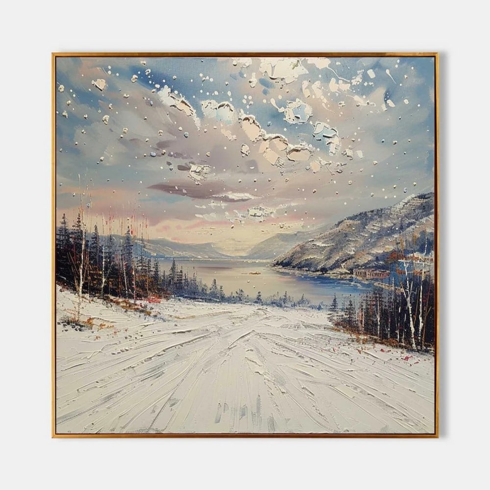 Impressionist Winter Landscape Canvas Painting (1 of 2)