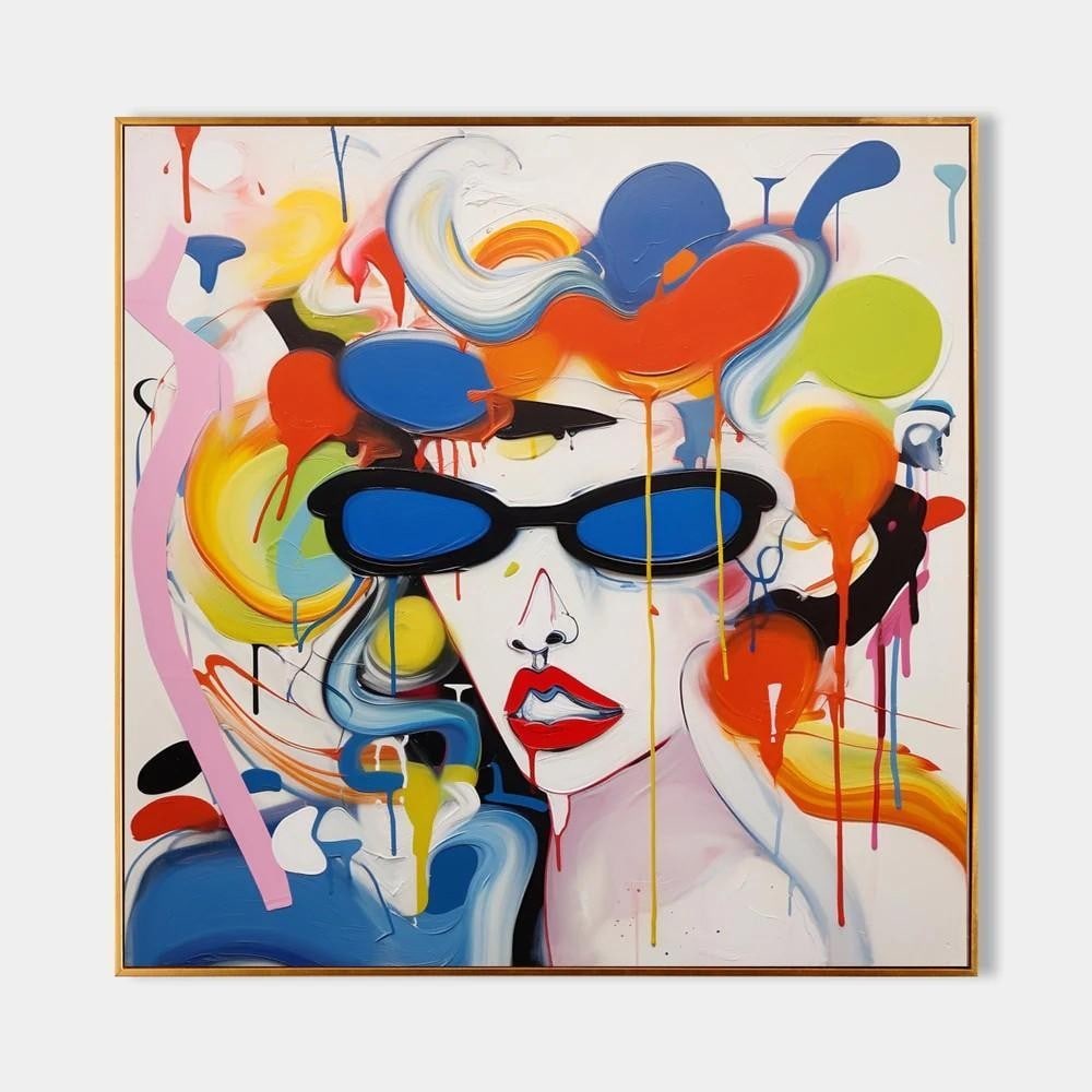 Madame Wearing Sunglasses Pop Art Canvas Painting: Madame Wearing Sunglasses Pop Art Canvas Painting Experience the vibrant allure of contemporary art with the " Madame Wearing Sunglasses" pop art canvas painting. This striking piece features a 