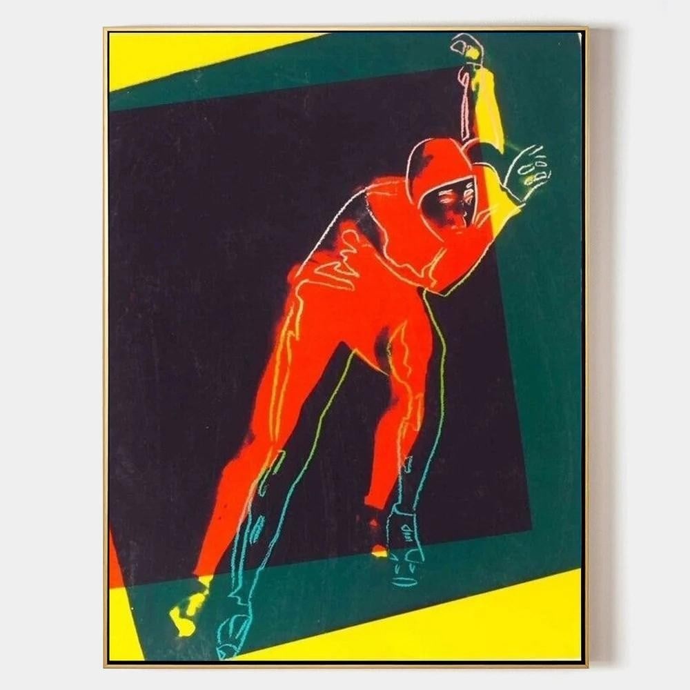 Colorful Pop Art Andy Warhol Inspired Canvas Painting: Colorful Pop Art Andy Warhol Inspired Canvas Painting Brighten up your space with this " Colorful Pop Art Andy Warhol Inspired Canvas Painting." Featuring bold colors and iconic pop art style, t