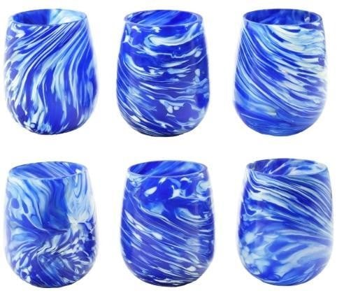 Set of 6 Blue Murano Glass Drinking Glasses (1 of 3)