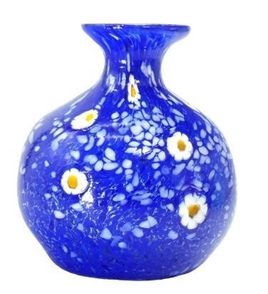 Blue Daisy Murrine Murano Glass Vase (1 of 3)