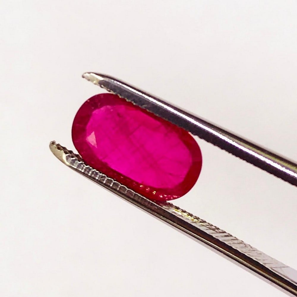 1.86ct Faceted Oval Ruby Gemstone: Faceted Oval Ruby Rubies are often associated with wealth and prosperity. Many ancient crowns were decorated with rubies, because they represented good fortune and courage. The rubys deep red color al