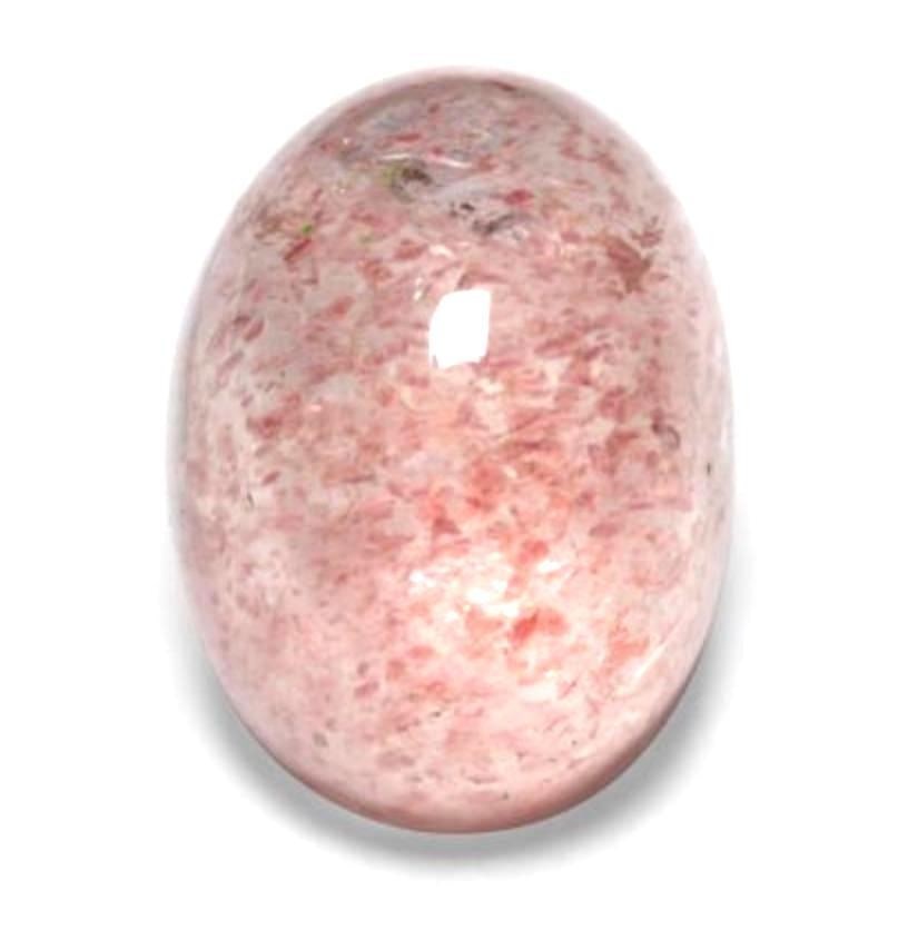 1.75ct Oval Cabochon Pink Strawberry Quartz: 1.75ct Oval Cabochon Pink Strawberry Quartz Size: 8.15 x 6.1 x 4.75 mm Colour: Light Pink Clarity: Translucent Untreated Origin: Russia Mohs Hardness: 7 View Photos For Further Details.