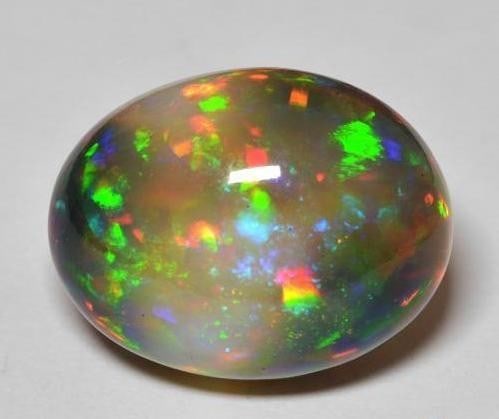 22.5ct Oval Cut Cabochon Bright Iridescence Multicolor Black Opal Gemstone (1 of 3)