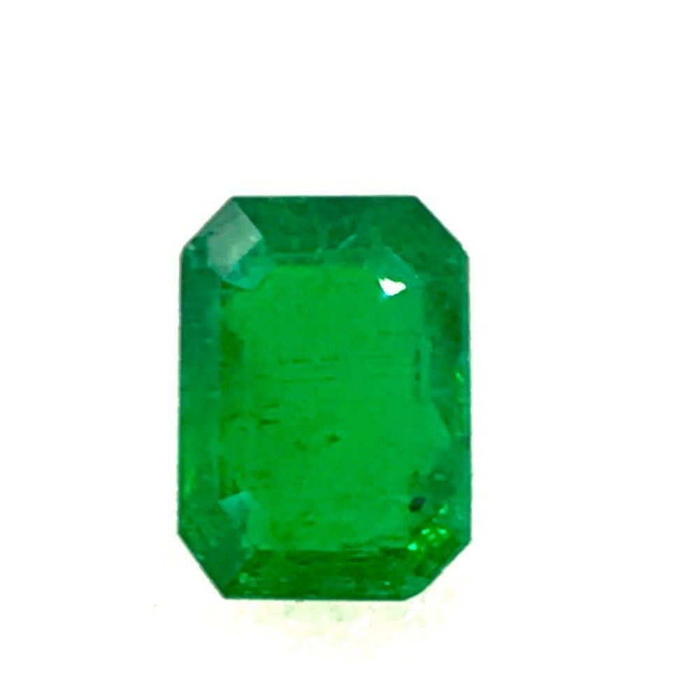 2.1ct Emerald Octagon Faceted Gemstone: 2.1ct Emerald Octagon Faceted Gemstone Emerald Zambian origin piece with very deep green color , Size- 8.8x6.4 mm, Weight- 2.10 ct View photos for further details.