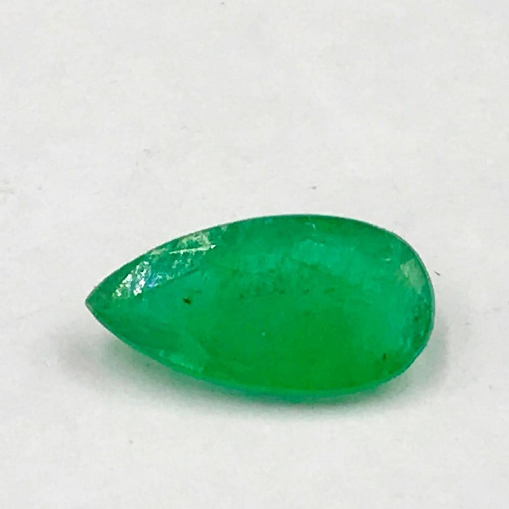 1.28ct Faceted Emerald Pear Gemsotne: Faceted Emerald Pear For many, emerald is considered to be the symbol of rebirth. It is also believed to represent good fortune, youth, balance, growth, peace, and foresight Size- 11x5.8 mm, Weight-