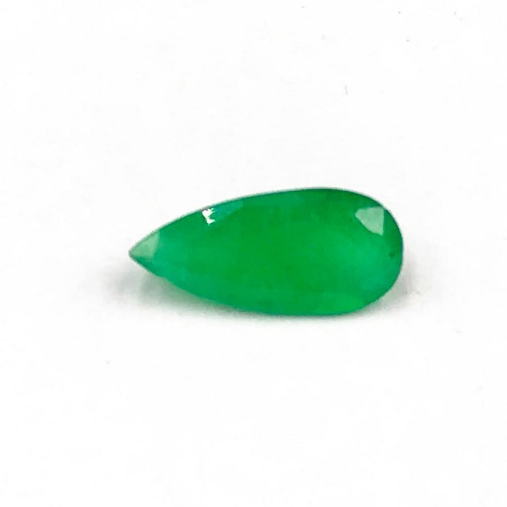 1.26ct Faceted Emerald Pear Gemstone: Faceted Emerald Pear For many, emerald is considered to be the symbol of rebirth. It is also believed to represent good fortune, youth, balance, growth, peace, and foresight Size- 11.4x5.4 mm,