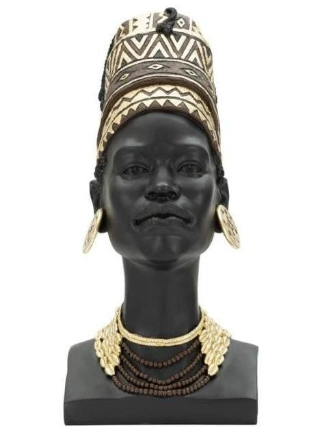 African Female Head Polyresin Statue (1 of 4)