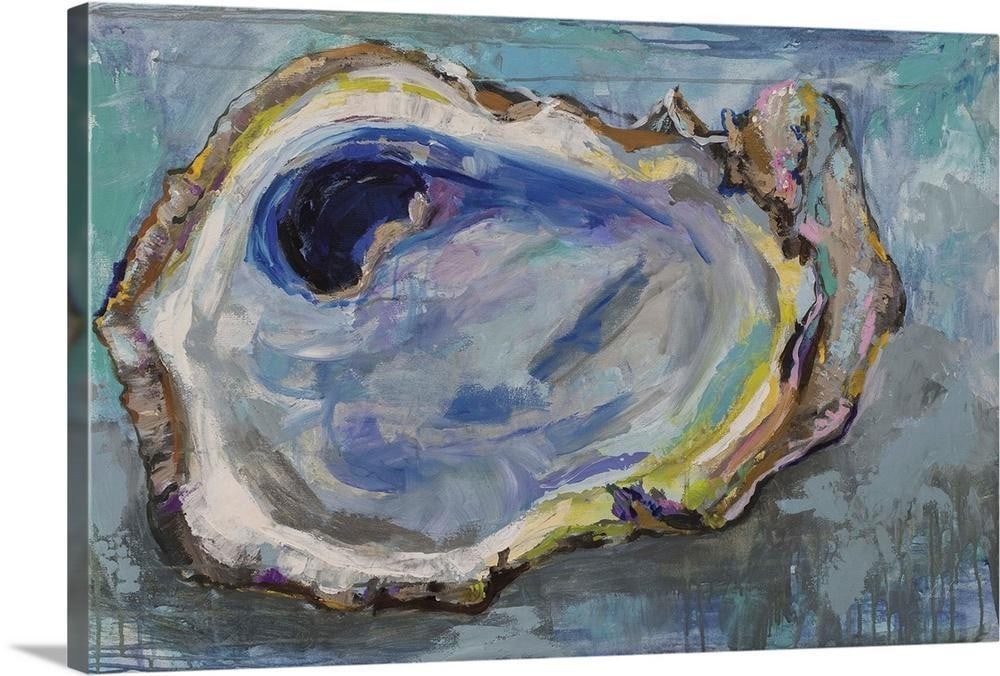 Oyster Two Wall Art Canvas Reproduction: Oyster Two Wall Art Canvas Reproduction Enhance your space with the vibrant composition of Jeanette Vertentes' Oyster Two, exquisitely reproduced on high-quality canvas. Known for her bold use of