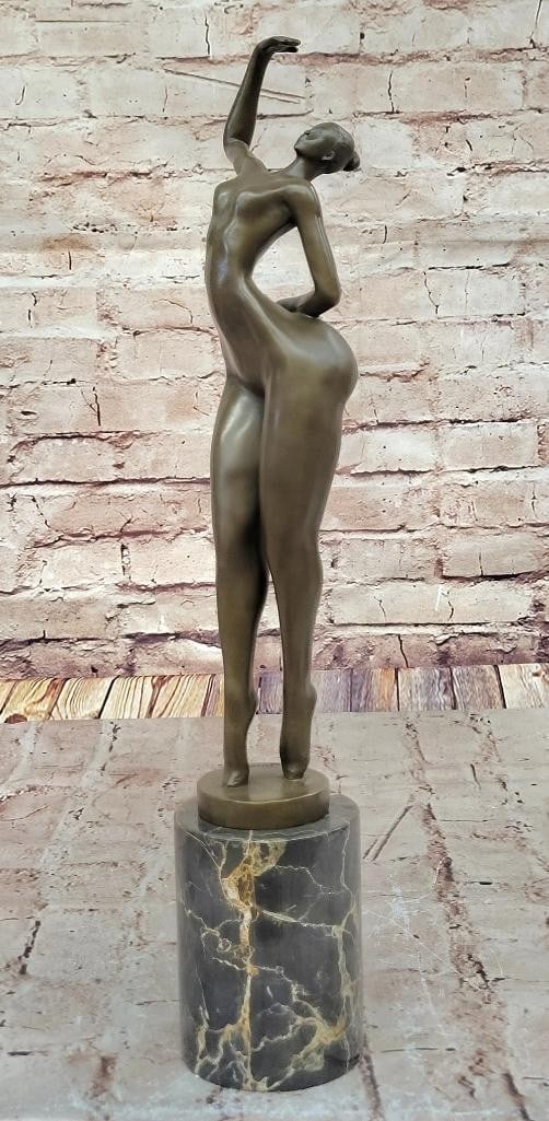 Graceful Allure Original Bronze Sculpture by Juno - 17'' x 5'': Graceful Allure Original Bronze Sculpture by Juno - 17" x 5" This captivating abstract sculpture embodies timeless beauty and elegance, depicting a poised figure in a graceful kneeling position.