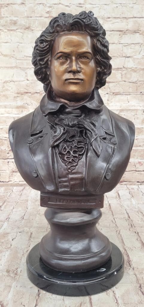Limited Edition Beethoven Bust Bronze Sculpture by Thomas - 18'' x 19'' (1 of 6)