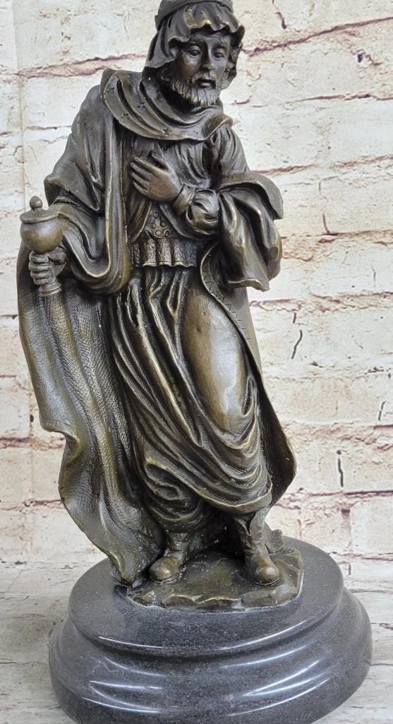 'Three Wise Men'' frankincense Bearer Original Bronze Statue - 14'' X 6.5'' (1 of 6)
