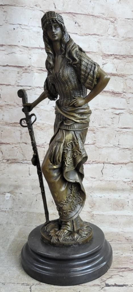 Persian Princess of Strength Bronze Sculpture Inspired by Chiparus - 15'' x 8'': Persian Princess of Strength Bronze Sculpture Inspired by Chiparus - 15" x 8" This extraordinary bronze sculpture by Chiparus captures the elegance and strength of a Persian Princess, standing c