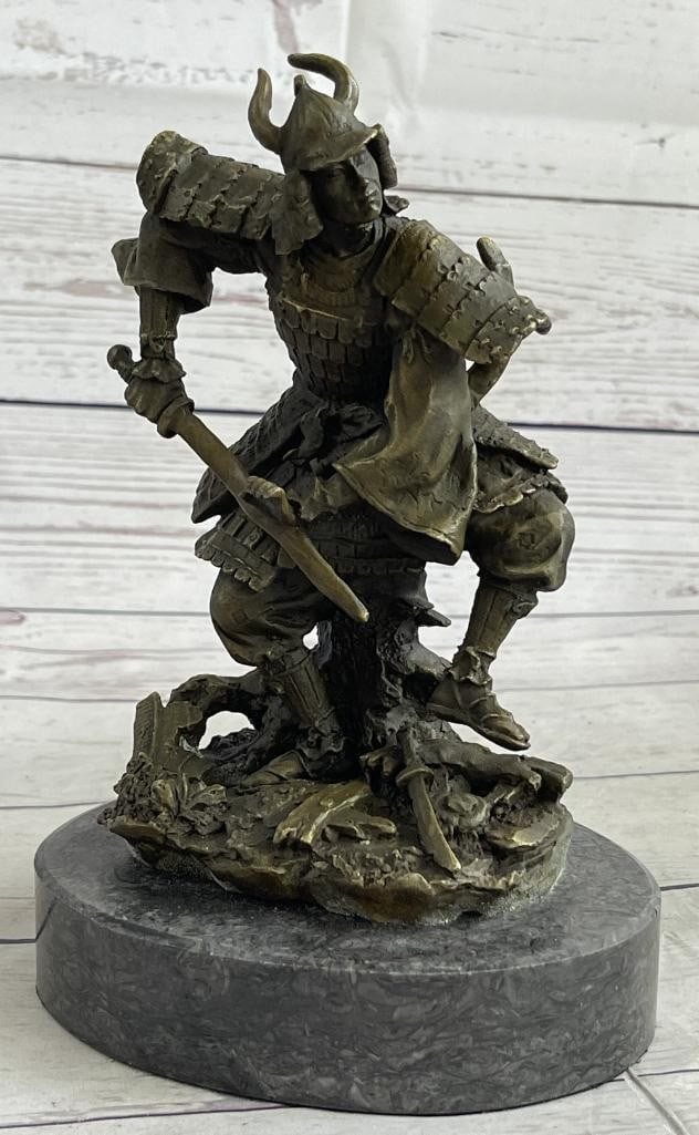 Samurai Warrior in Battle Original Bronze Sculpture by Kamiko - 9'' x 5'': Samurai Warrior in Battle Original Bronze Sculpture by Kamiko - 9" x 5" This fearless samurai, adorned in a complete suit of armor, epitomizes the warrior spirit of ancient Japan. Charging into 