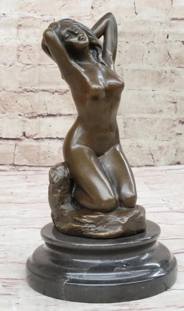 Jean Patoue Signed Original Bronze Sculpture of a Nude Female Figure in Morning Stretch - 9'' x: Jean Patoue Signed Original Bronze Sculpture of a Nude Female Figure in Morning Stretch - 9" x 4.5" Introducing a captivating masterpiece by renowned artist Jean Patoue - an original signed bron